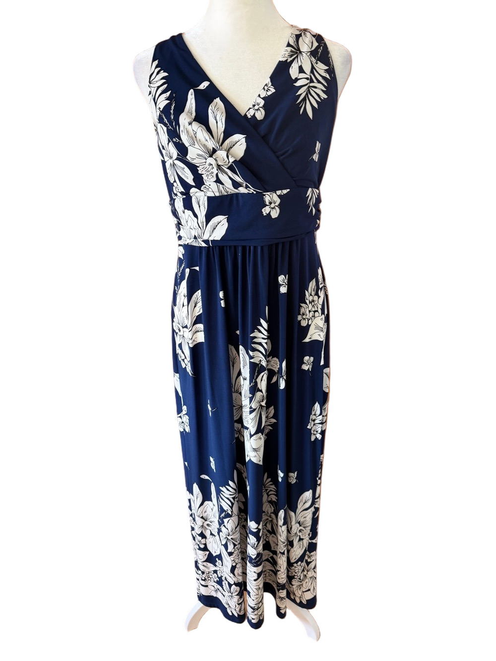 Chaps Women’s Navy Floral Wrap Maxi Dress